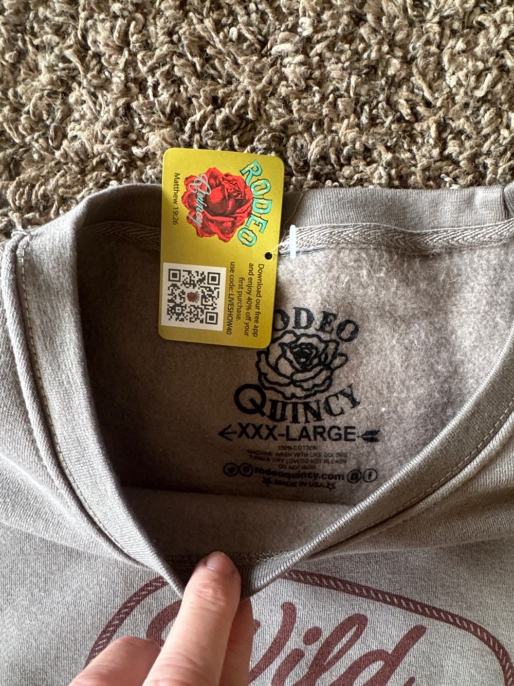 Wild and Western Graphic Crewneck Sweatshirt - Tan - Picture 3 of 3